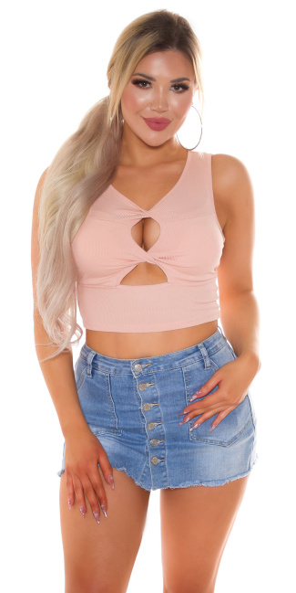 Trendy Crop-Top with cutouts Pink